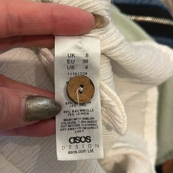 ASOS DESIGN White button through shirt romper, 4! - Picture 9 of 9